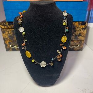 Artisan Gemstone Cord Multi-Color Necklace Long